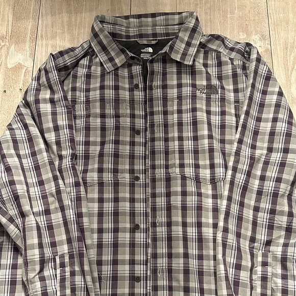 The North Face Gray and Purple Plaid Shirt - Picture 1 of 6